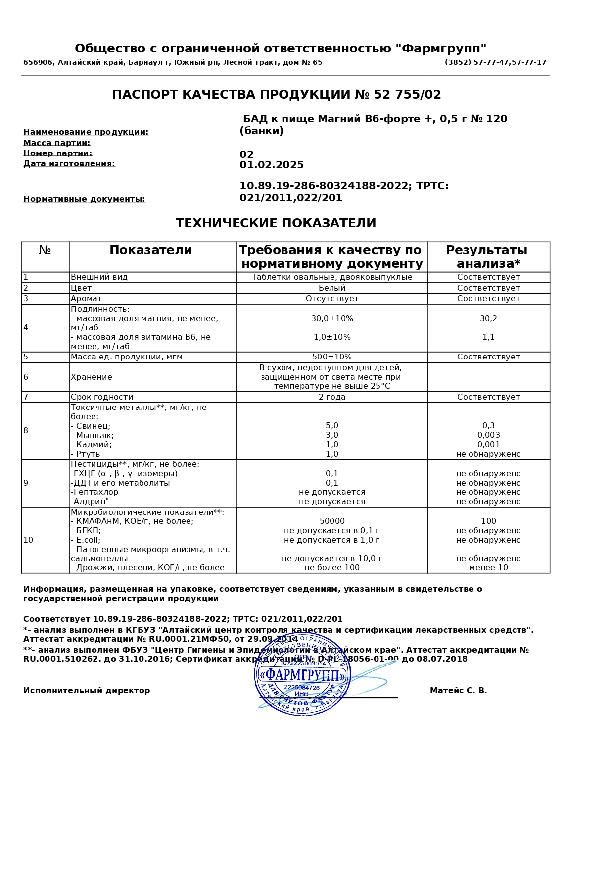 Паспорт №022025